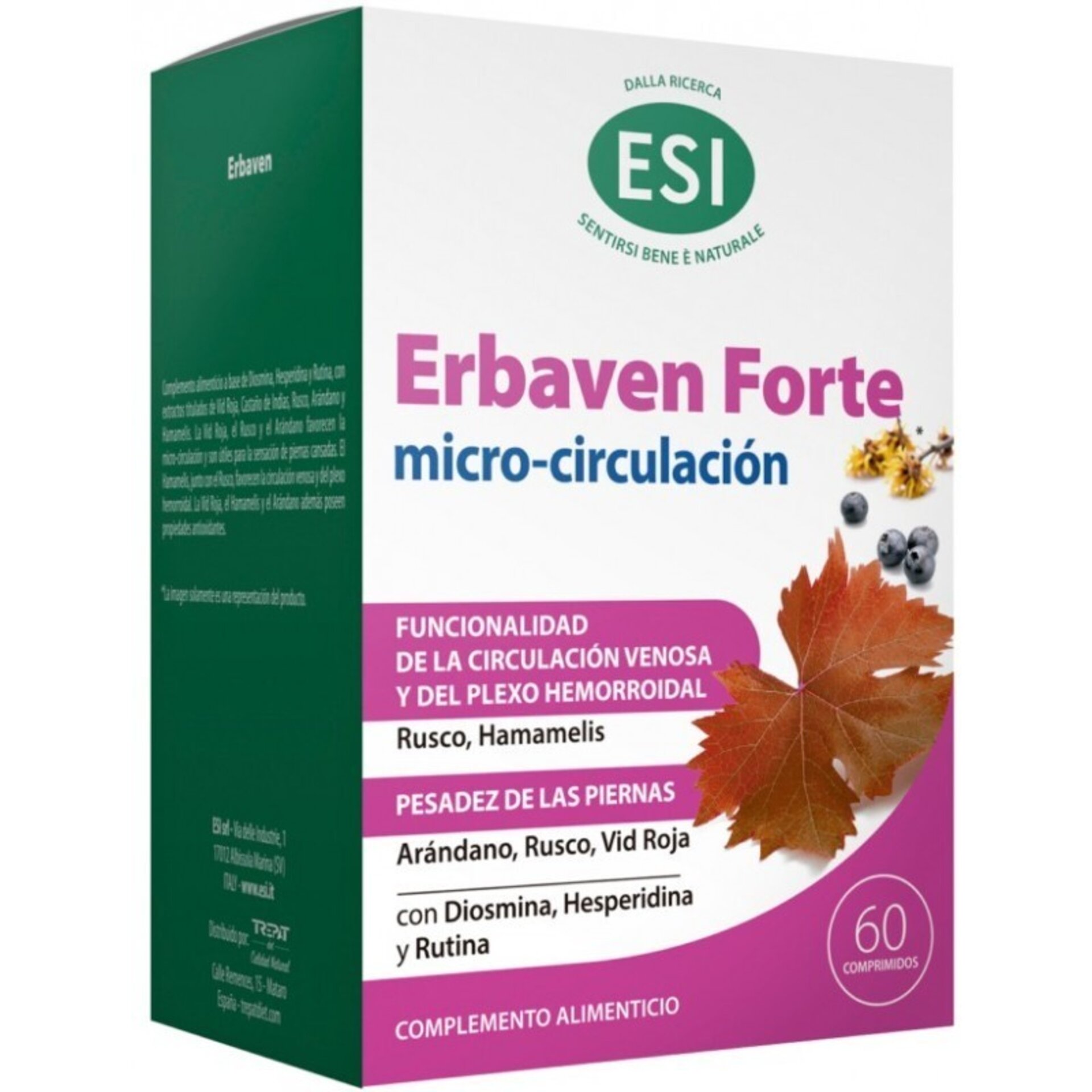 ESI Erbaven Forte Microcirculación 60 comprimidos – Piernas ligeras y circulació - 1