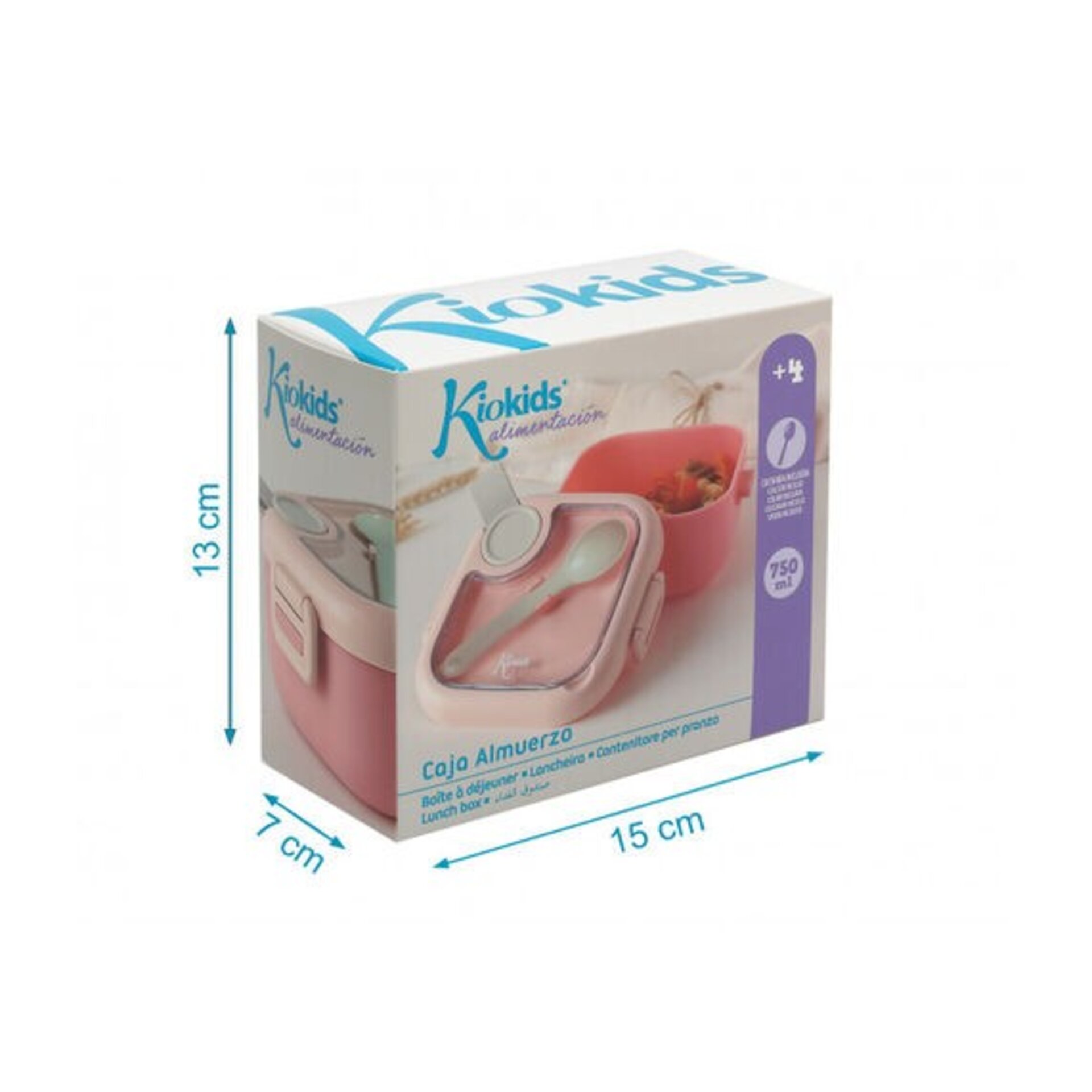 Kiokids Caja Almuerzo Rosa 750ml - 2