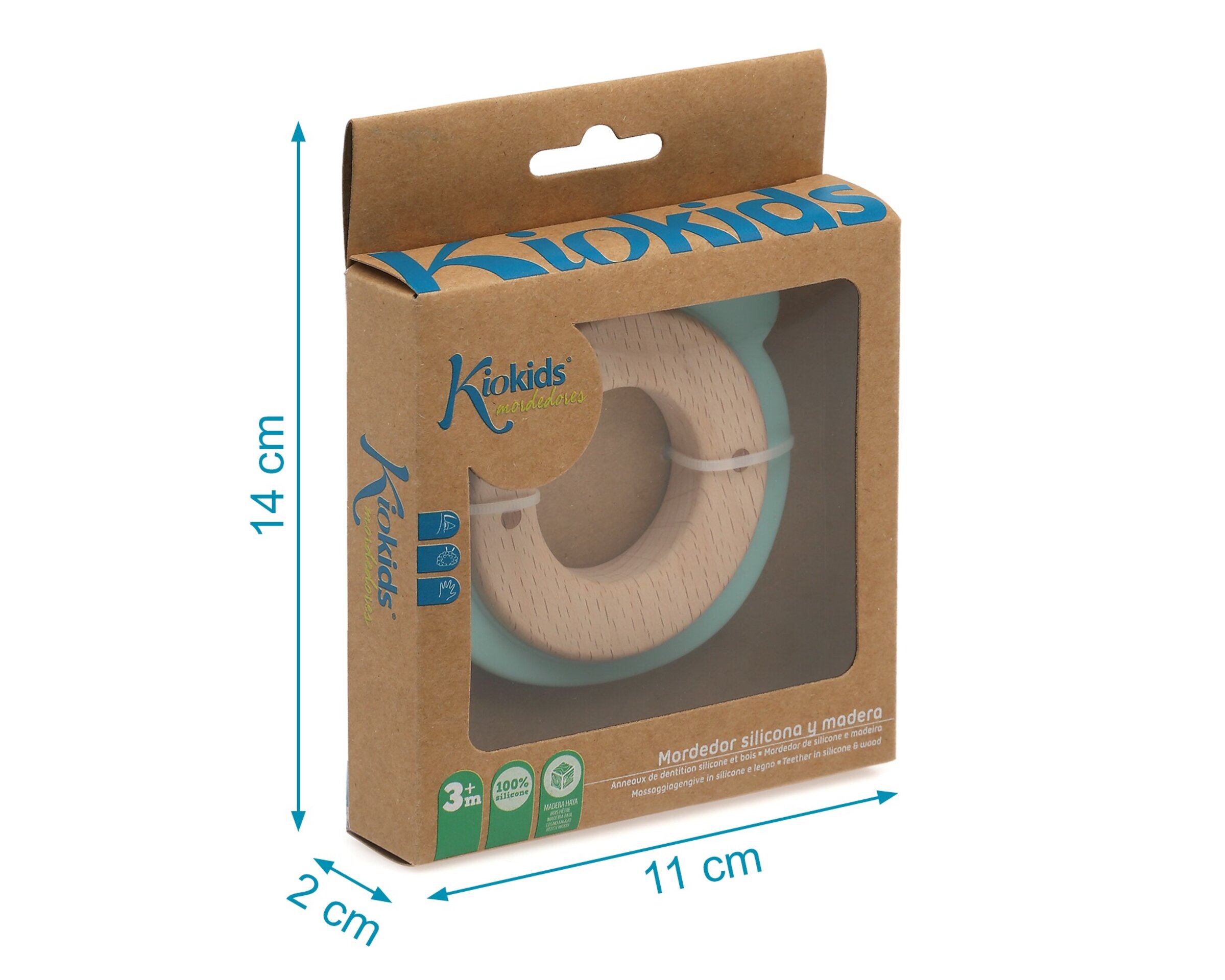 Kiokids Mordedor Madera Silicona 8cm Verde - 2